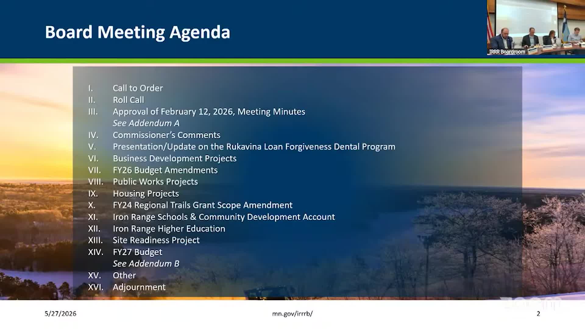 Thumbnail image for Iron Range Resources and Rehabilitation Board Meeting - 05-27-2026